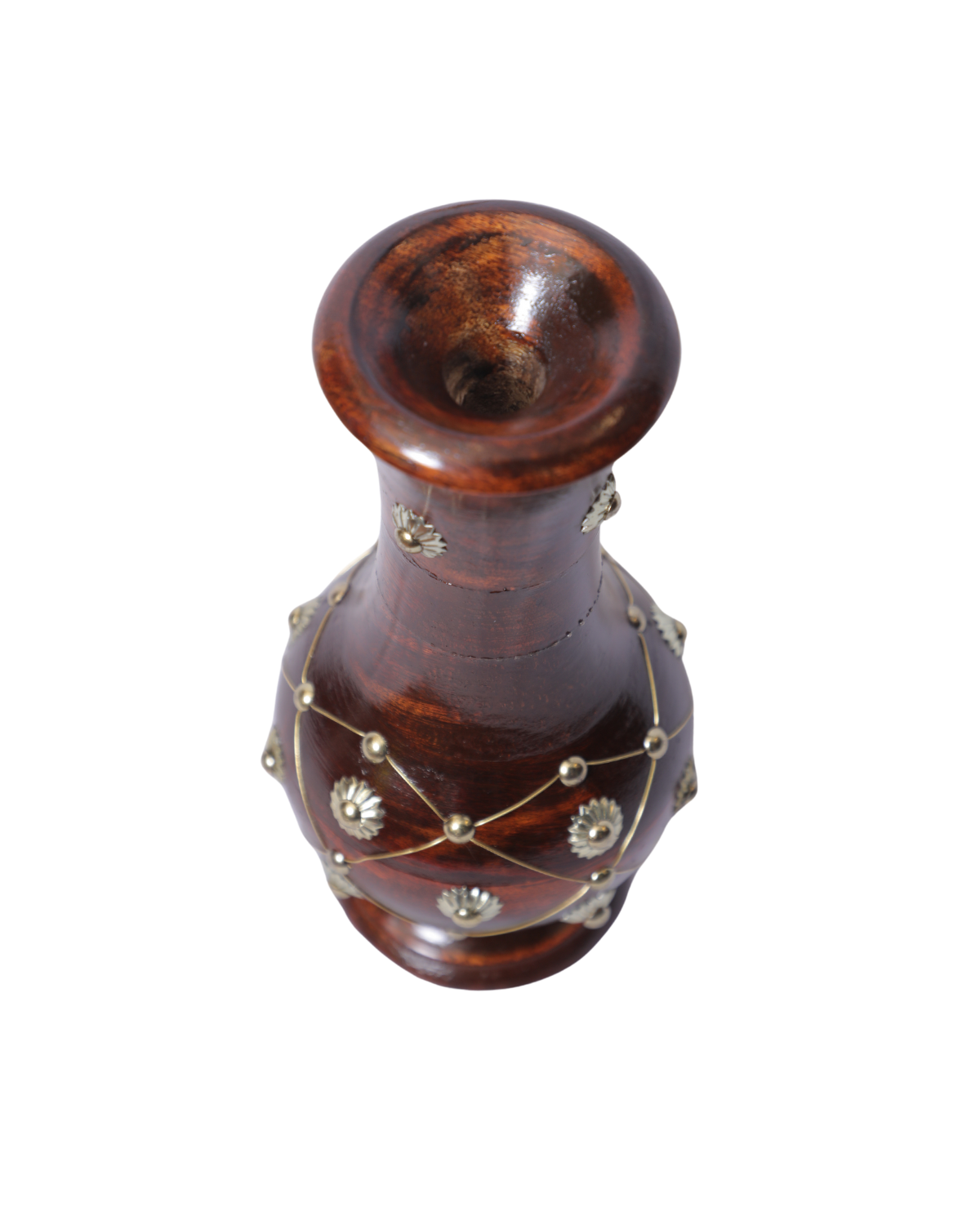 Brown Handicraft Wooden Flower Vase