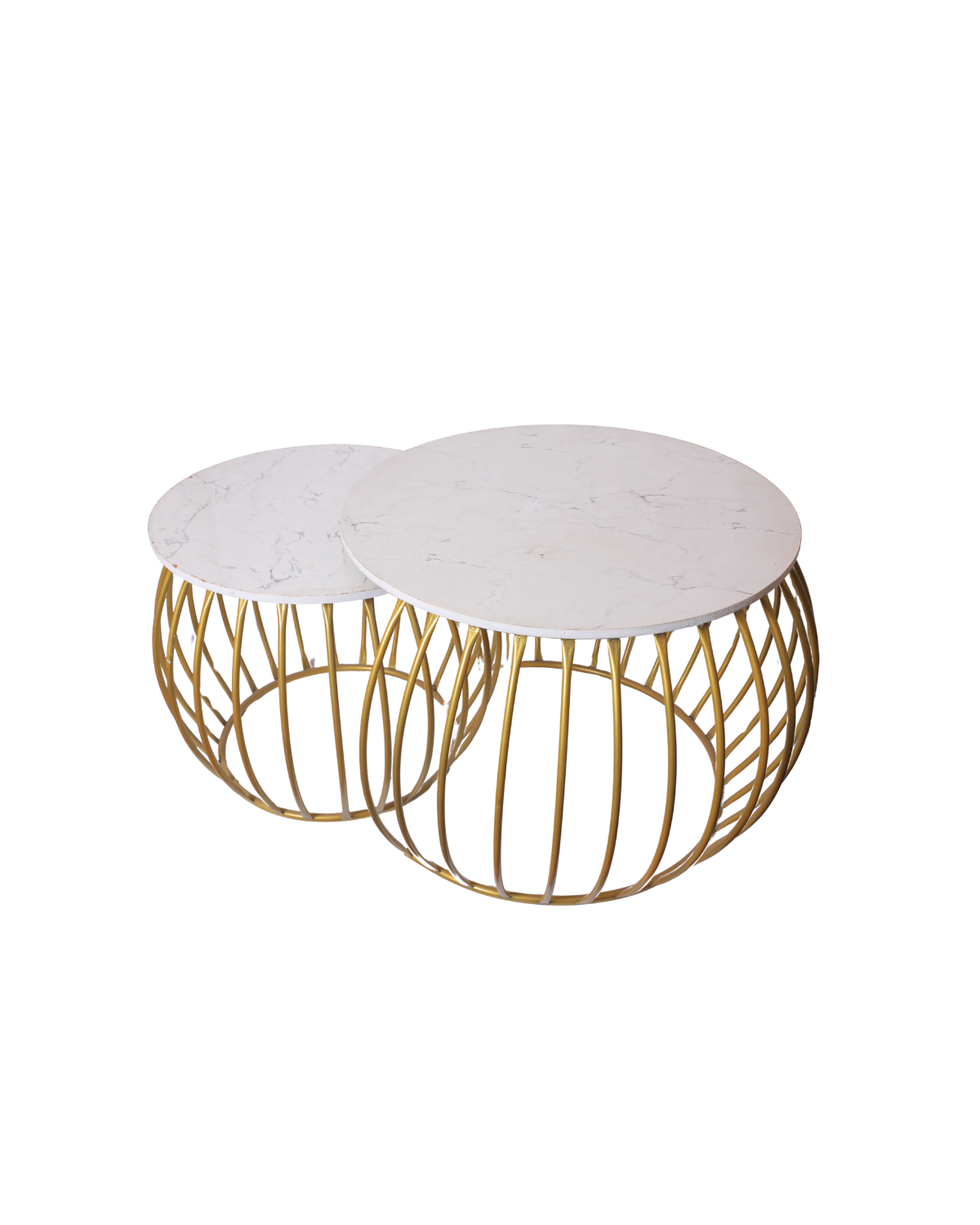 Round Golden Coffee Table Set