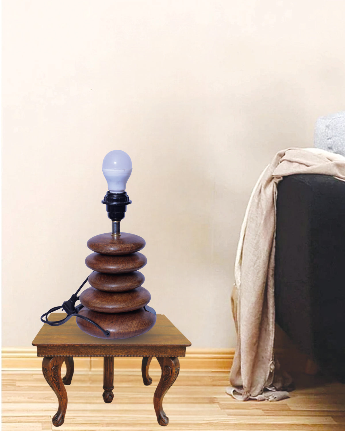 Wooden Lamp pebble M/W