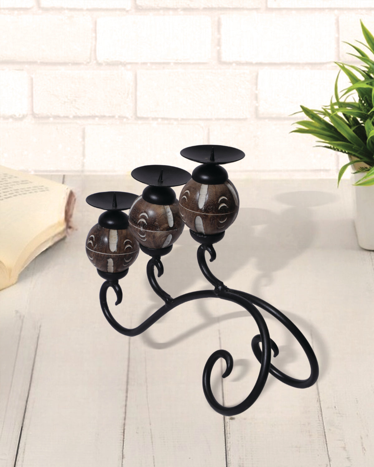 Wood Black Candle holder