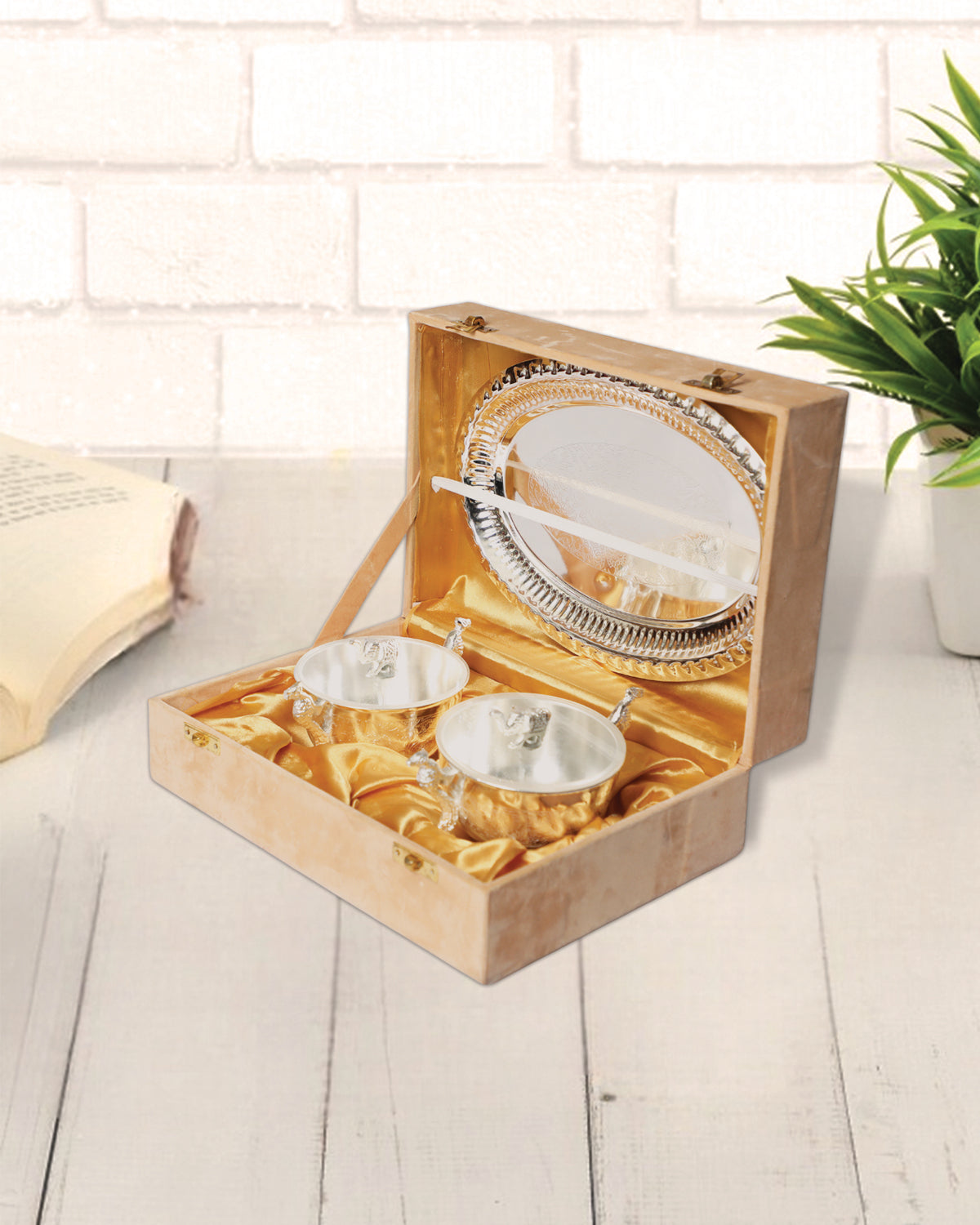Peacock Design Brass Bowl Set