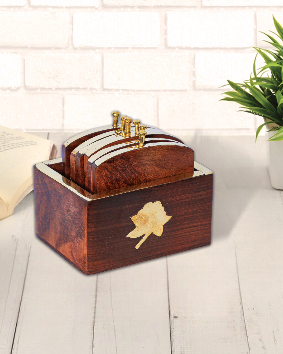Wooden and Brown Nagina Coaster