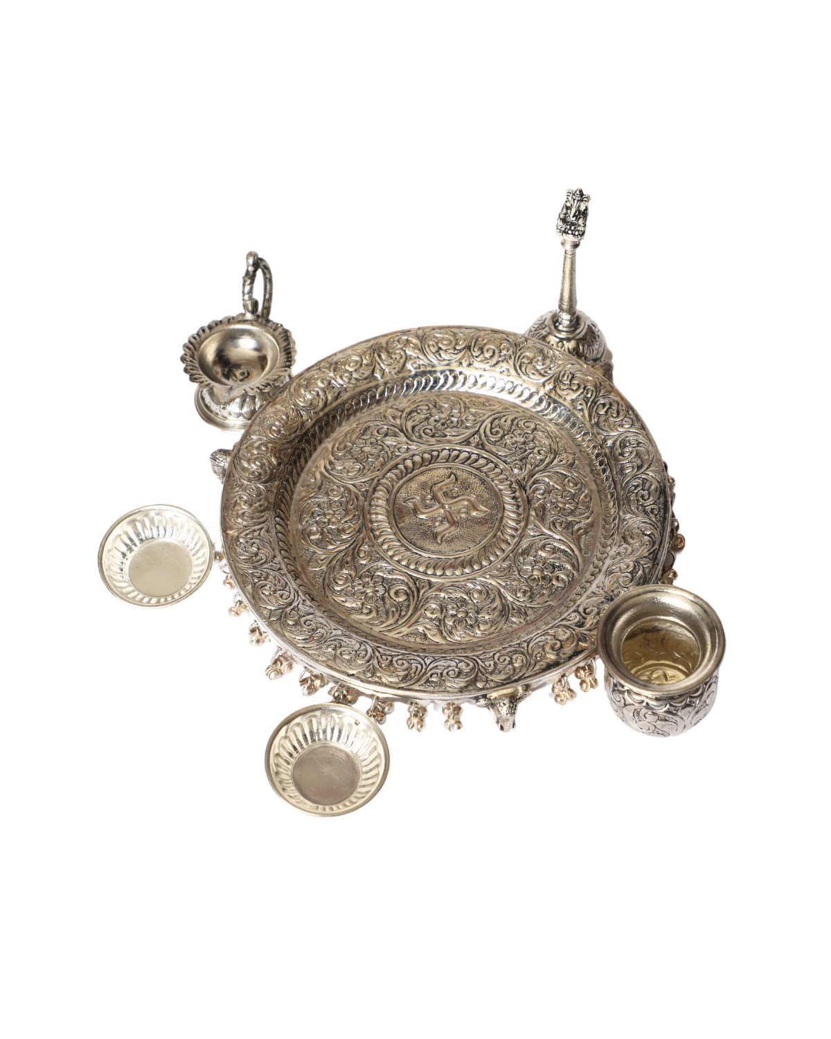 Silver Chitai puja plate