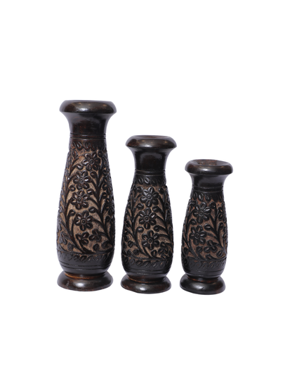 Pot Set of 3 Carving