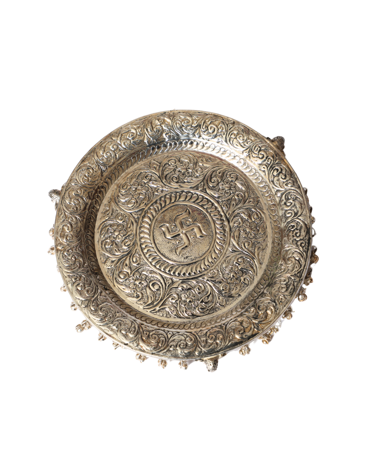 silver puja plate