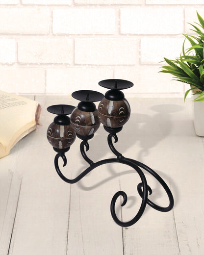  Wood Black Candle holder