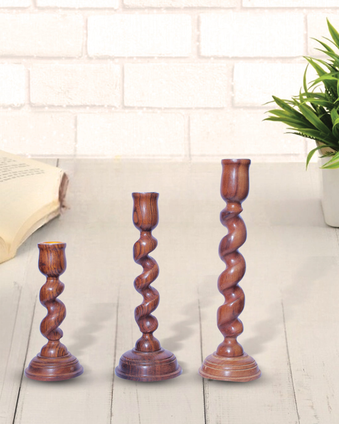 Wooden Candle Holder Stand Set