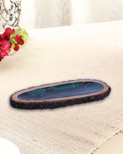 Wooden Epoxy Flower Print Papaya Tray