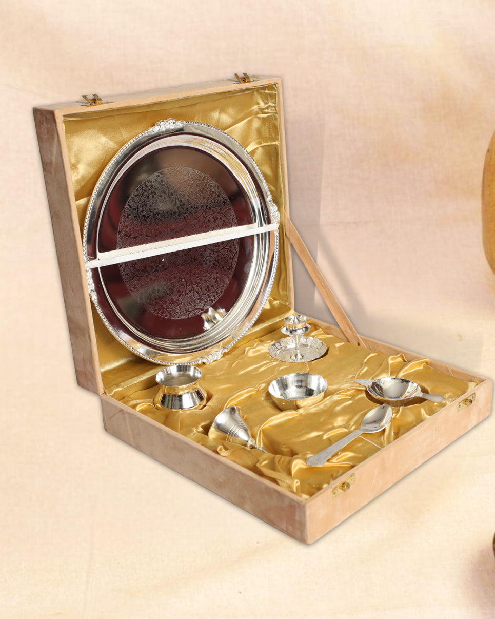 Handicrafted Silver Pooja Thali