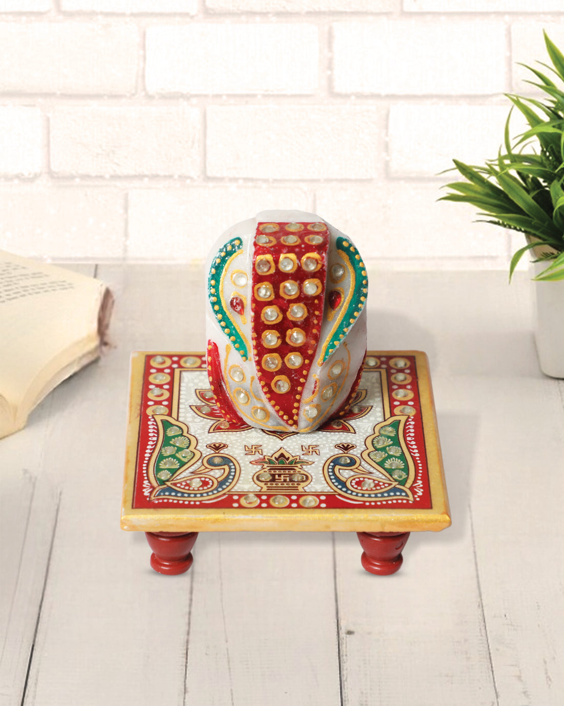 Handcrafted Marble Chowki Ganesh