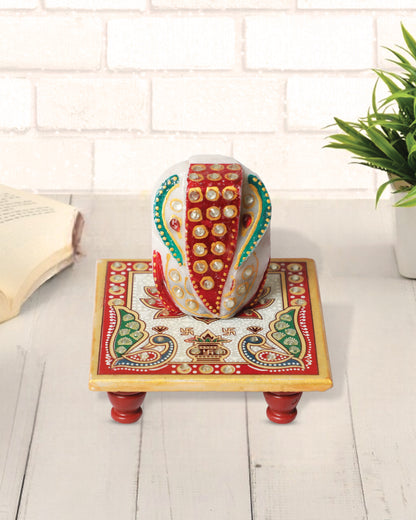 Handcrafted Marble Chowki Ganesh