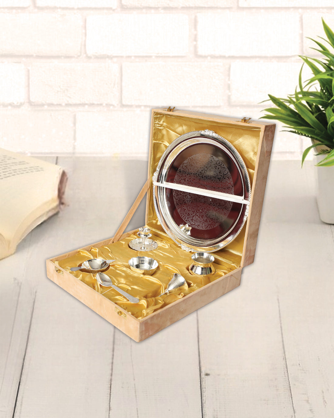 Handicrafted Silver Pooja Thali