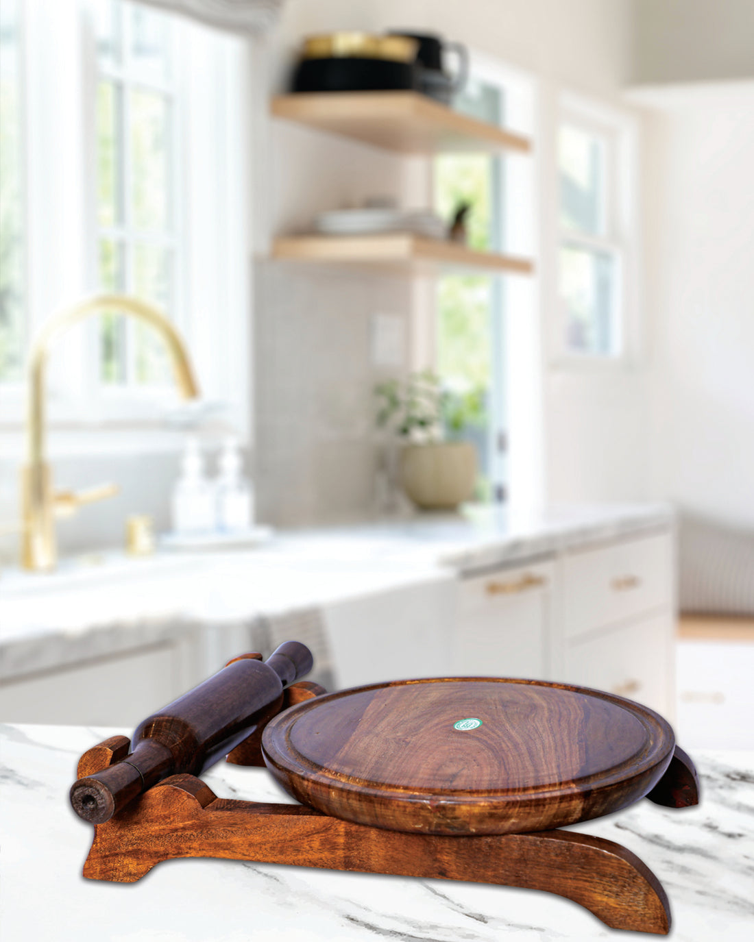 Wooden Chakla Belan Set with Stand