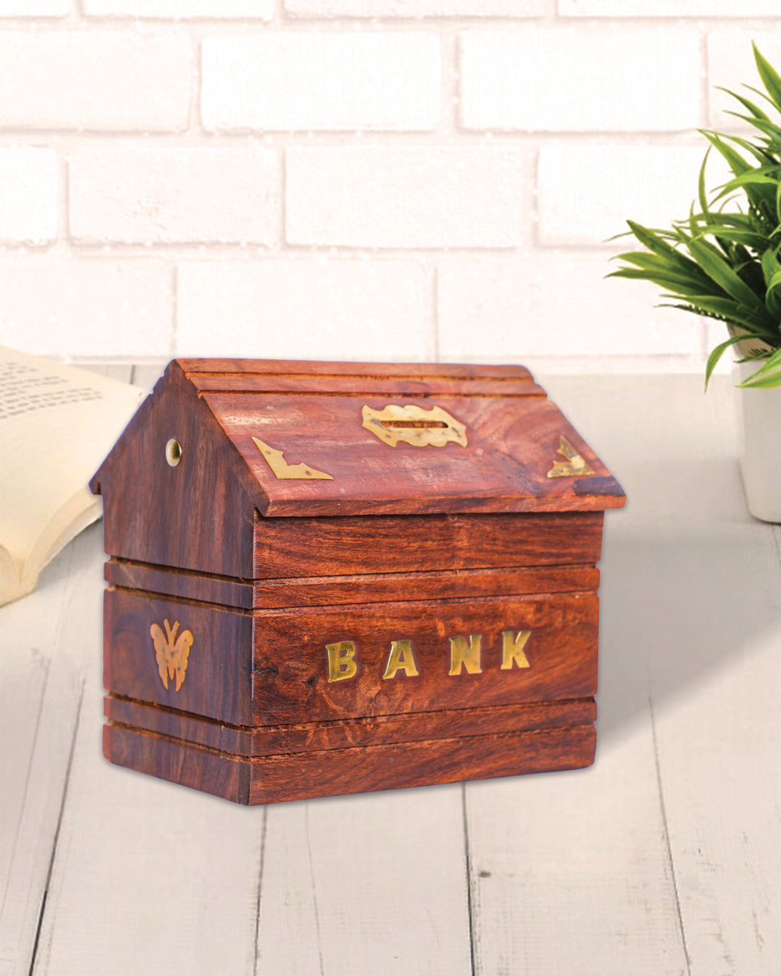 Wooden Hut Shaped Wooden Money Box