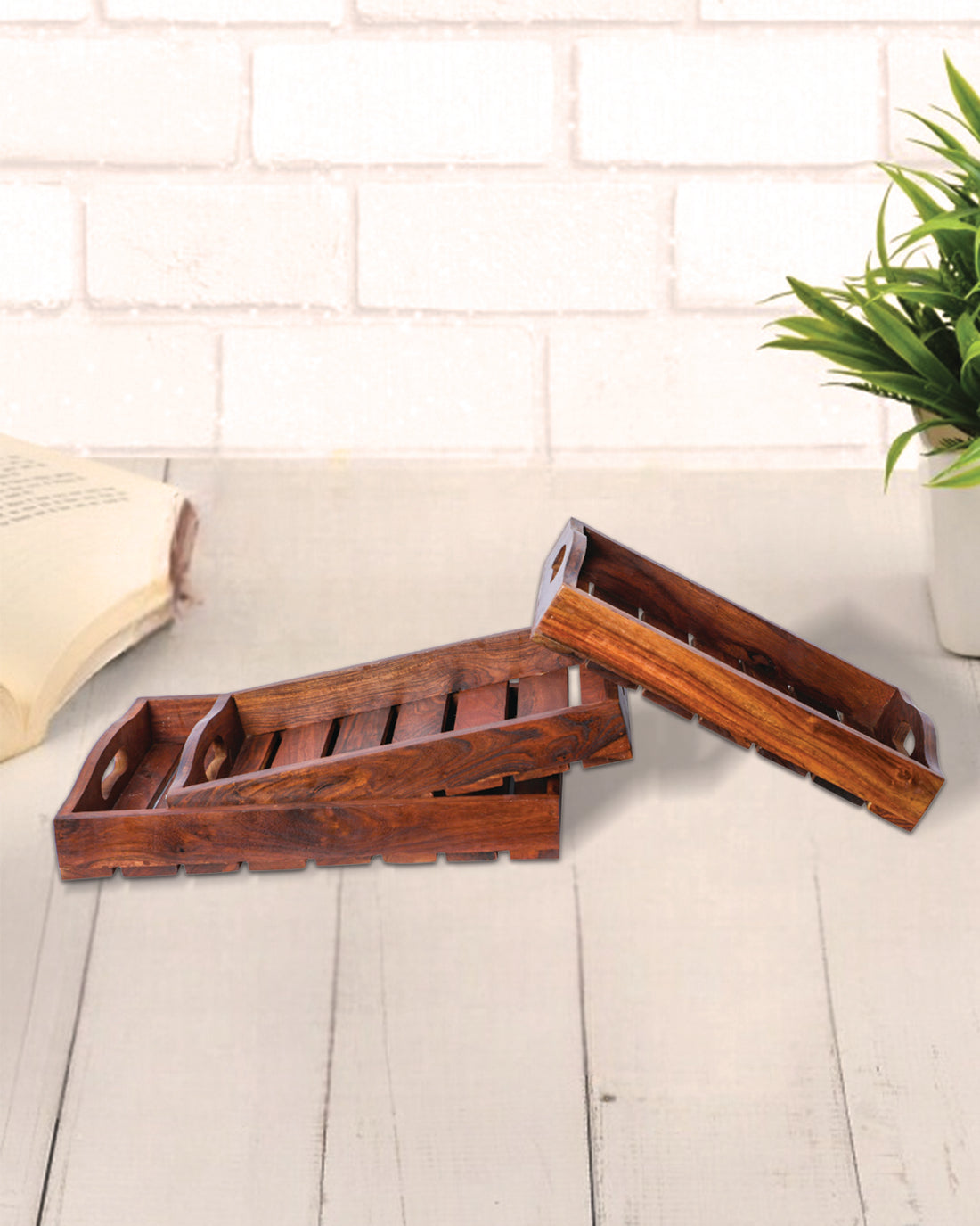 Handcrafted Wooden Tray Set