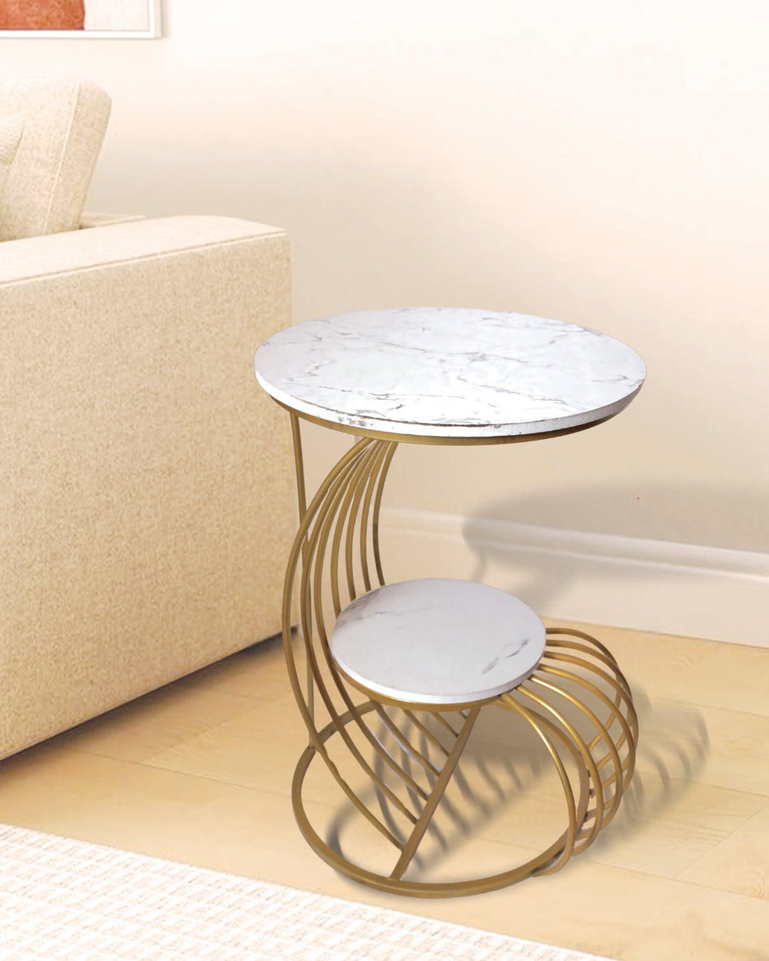 single wood golden table