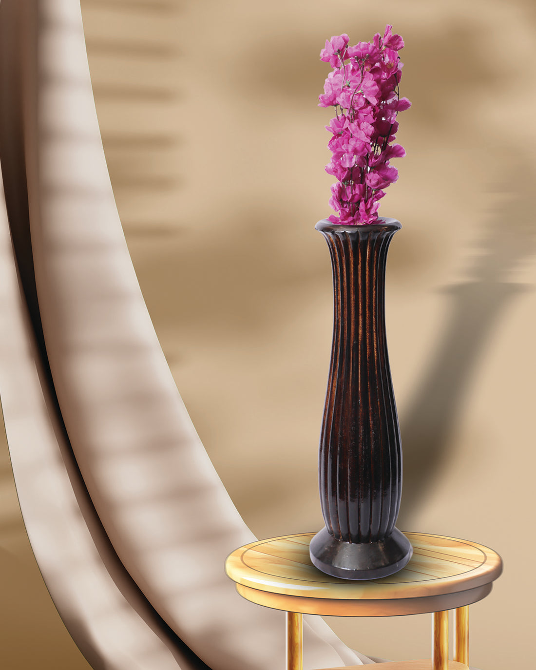 Wooden Pot Vase  (20 inch, Cutter)