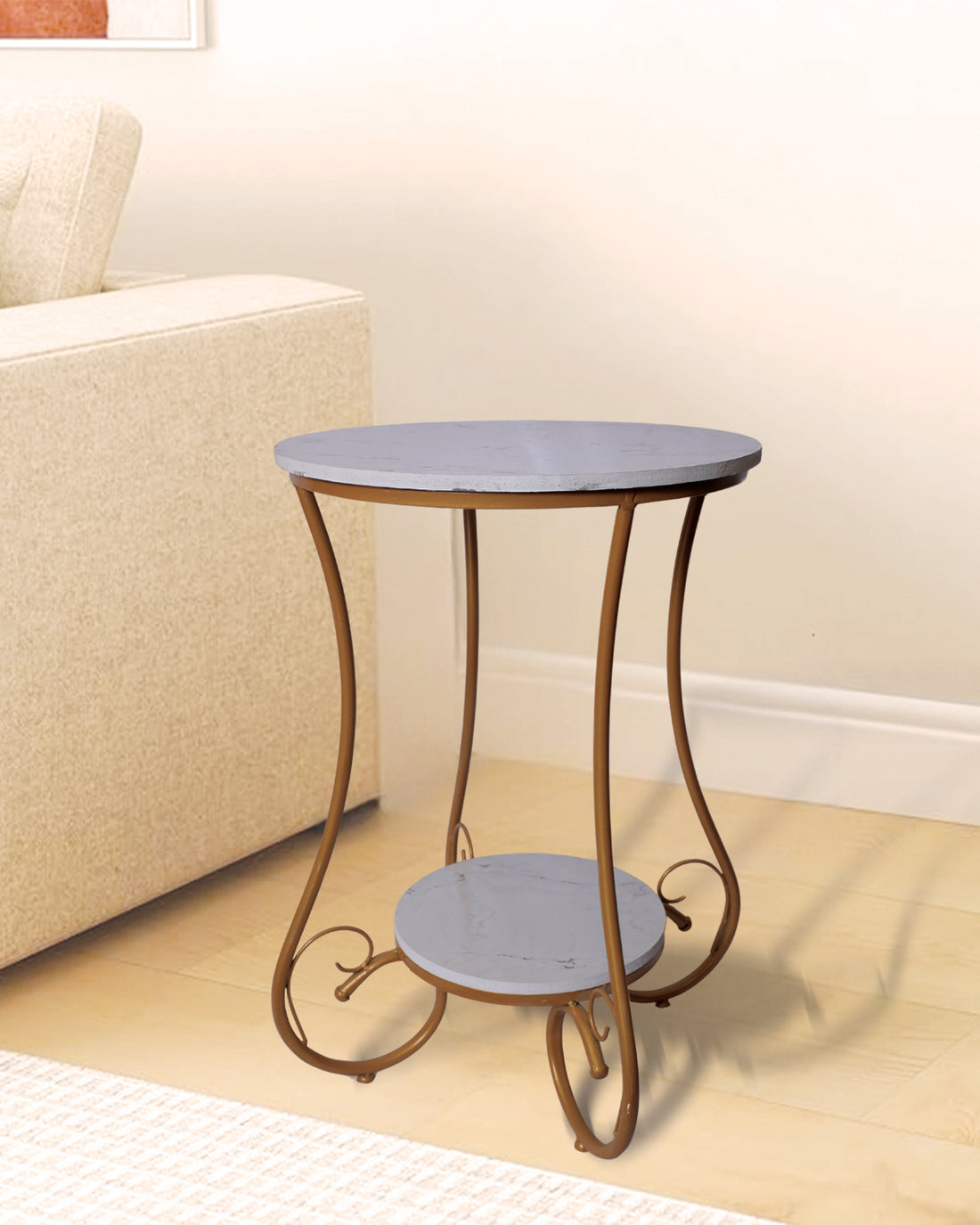Wood Round Side Table 