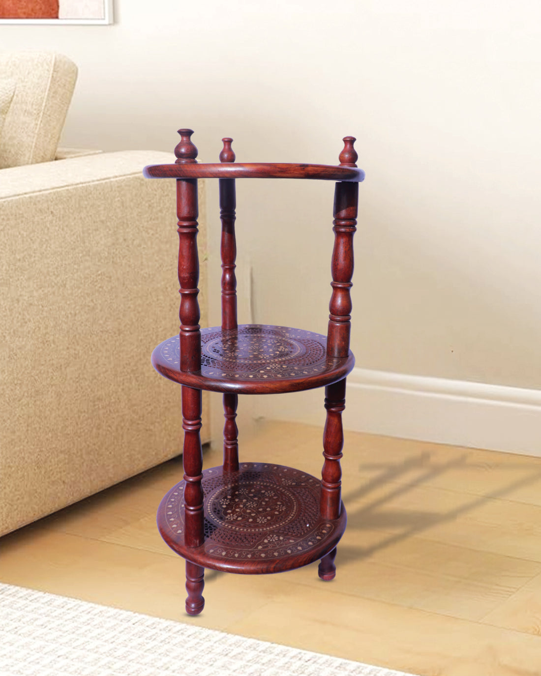  Wooden (Sheesham) Round Corner/Bedside Table