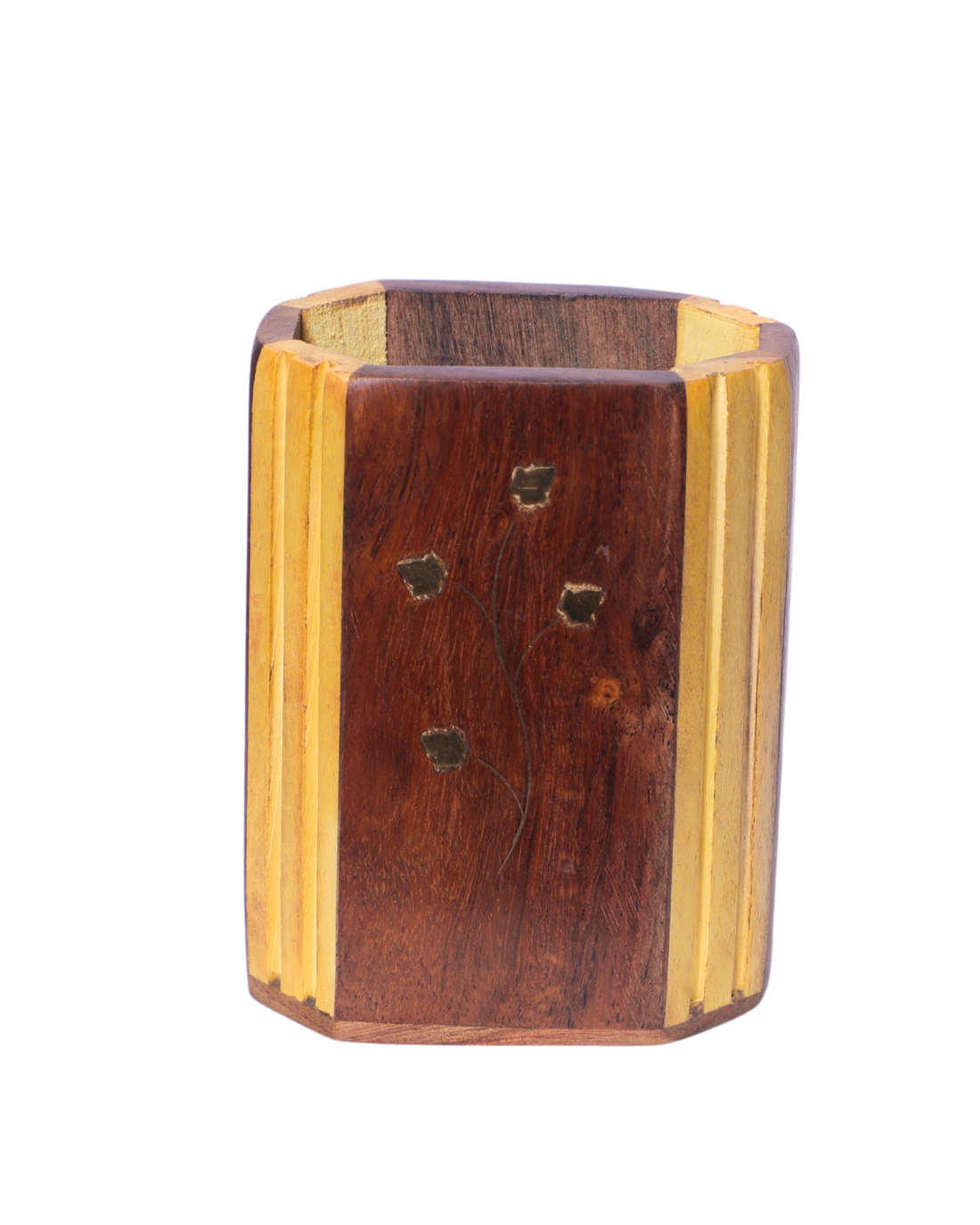 Wooden Pen jar brass